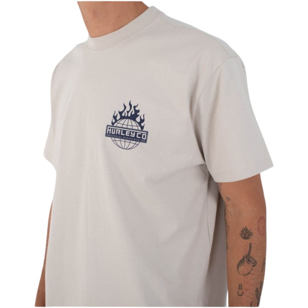 2025 Hurley Mens Global Fire T-Shirt HFA25MMTS04628 - Bone